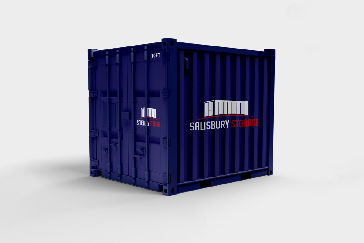 Vector image of a 10 foot storage container with Salisbury Storage logo on the side.