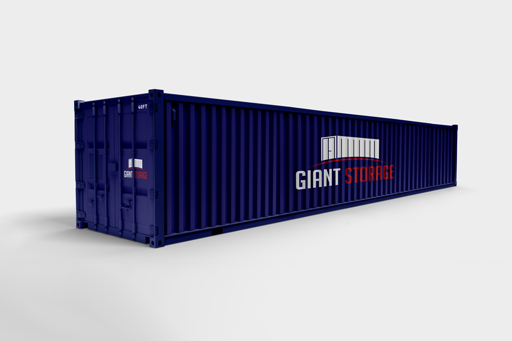 Vector image of a 40 foot storage container with Salisbury Storage logo on the side.